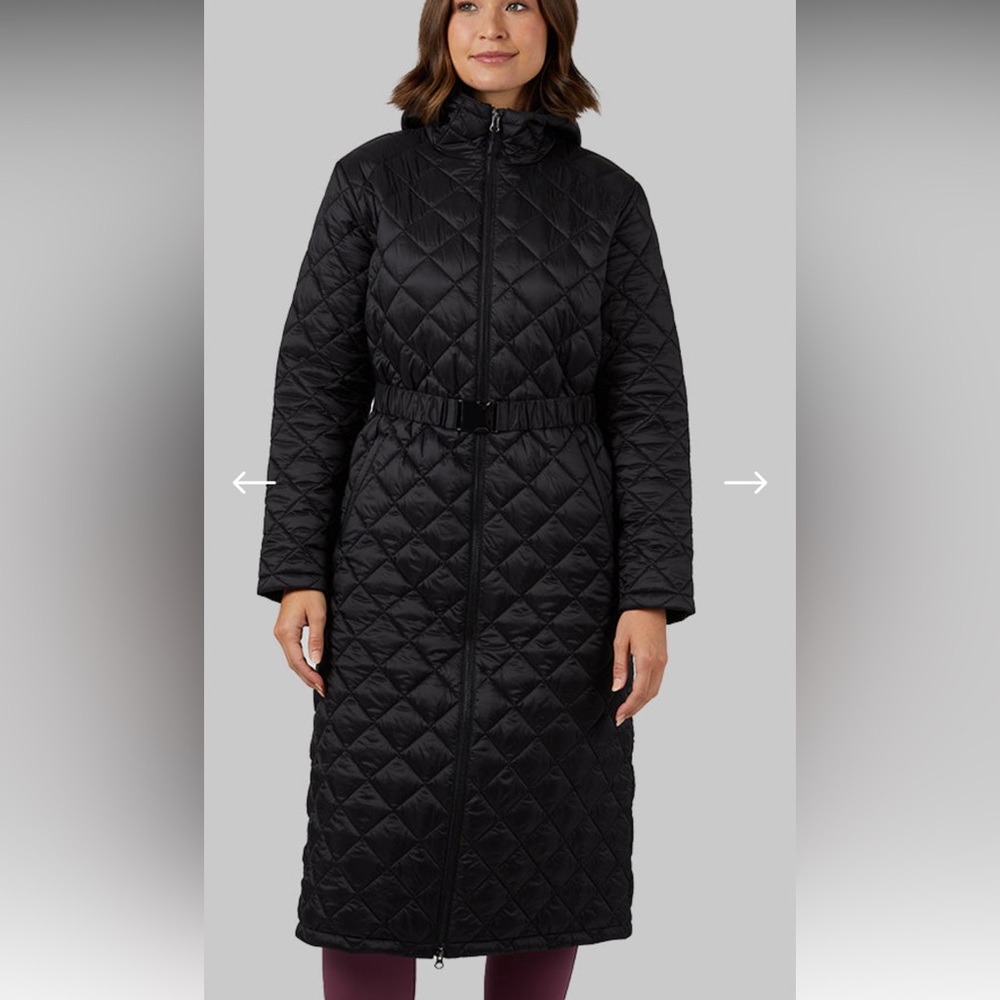 NEW WITH TAGS 32 degree diamond-quilted poly fill maxi coat size Medium packable